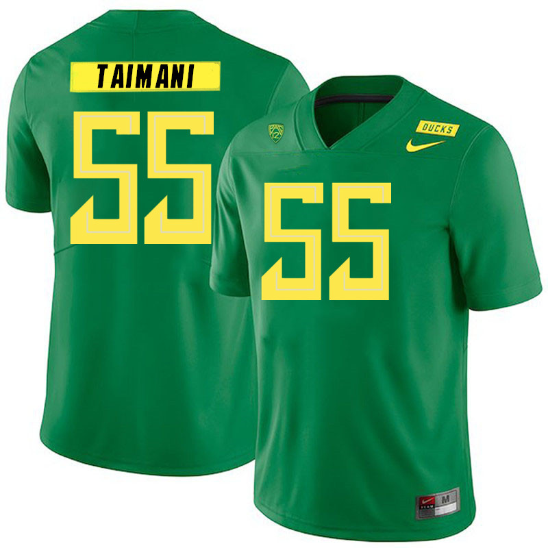 Men #55 Taki Taimani Oregon Ducks College Football Jerseys Stitched Sale-Green